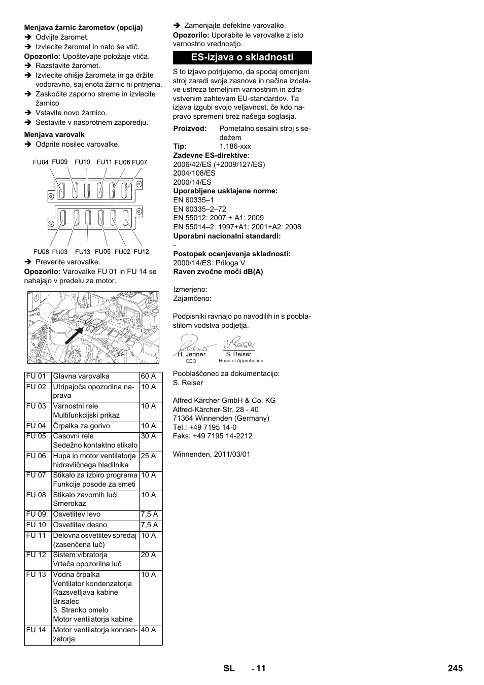 Es-izjava o skladnosti | Karcher KM 170-600 D User Manual | Page 245 / 428