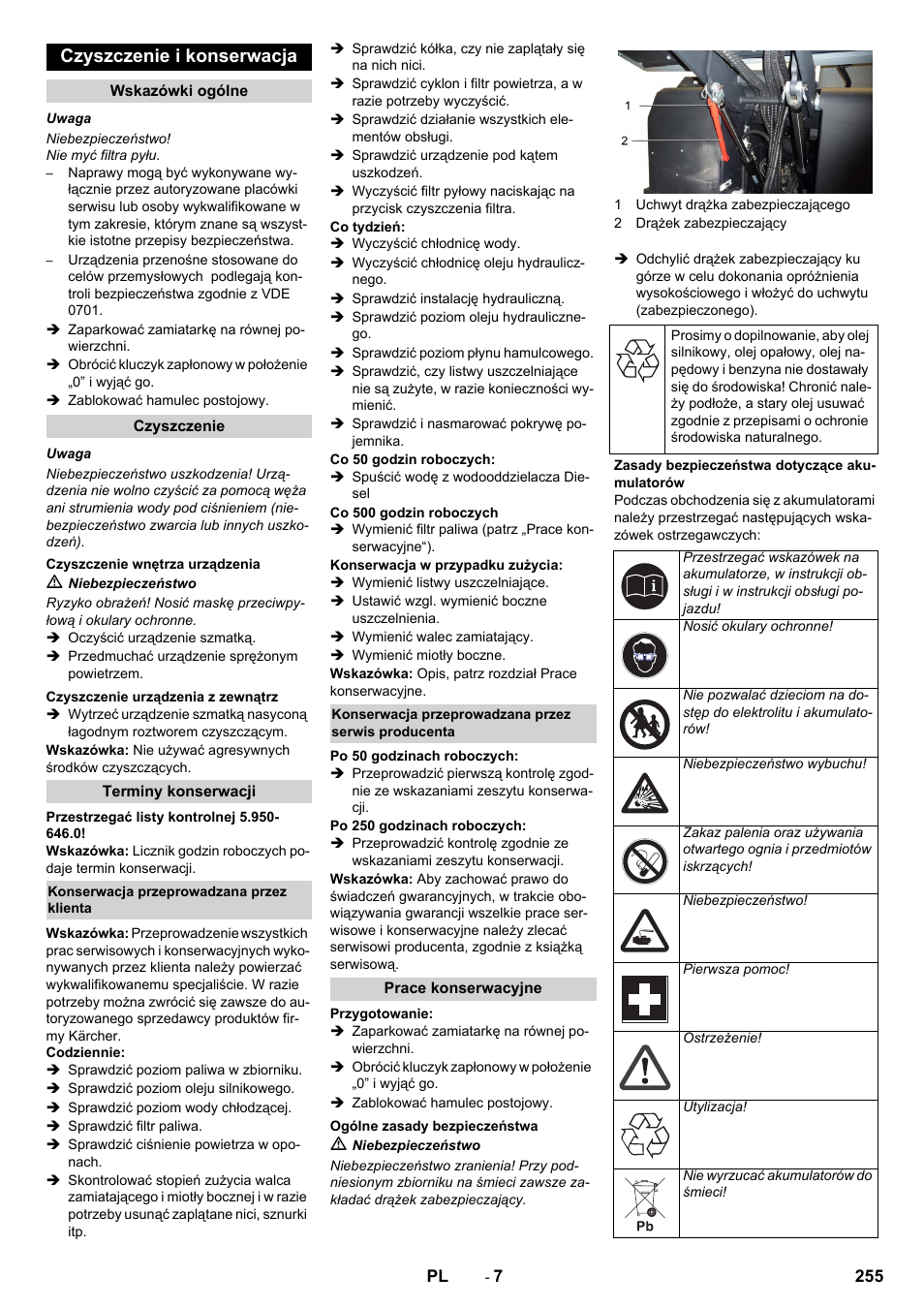 Czyszczenie i konserwacja | Karcher KM 170-600 D User Manual | Page 255 / 428