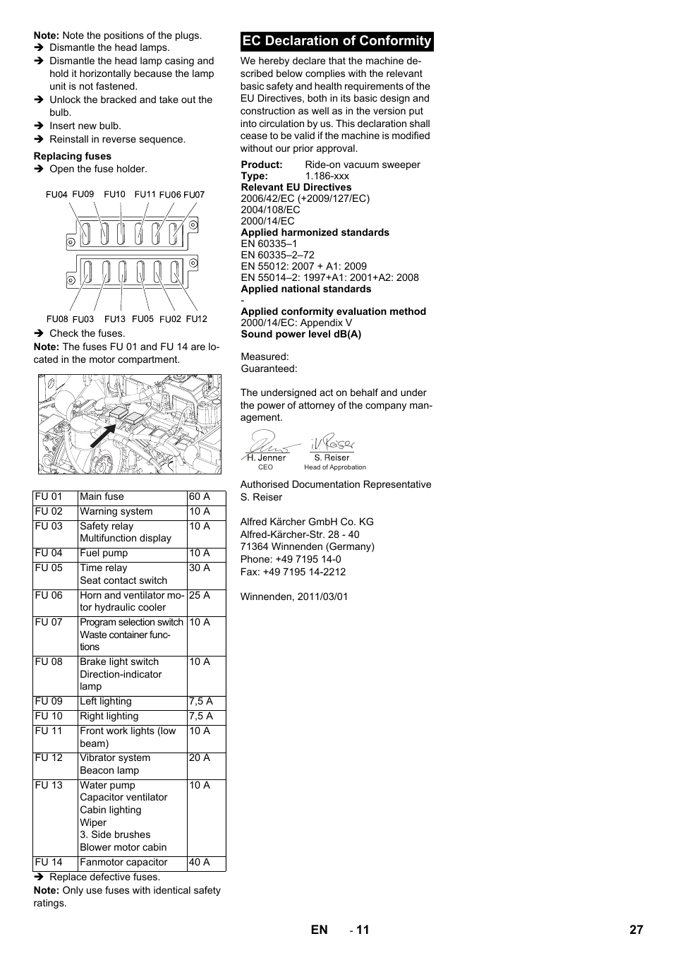 Ec declaration of conformity | Karcher KM 170-600 D User Manual | Page 27 / 428