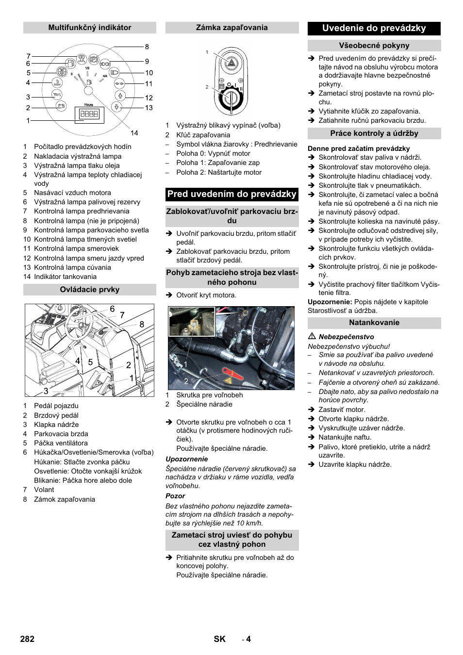 Pred uvedením do prevádzky, Uvedenie do prevádzky | Karcher KM 170-600 D User Manual | Page 282 / 428