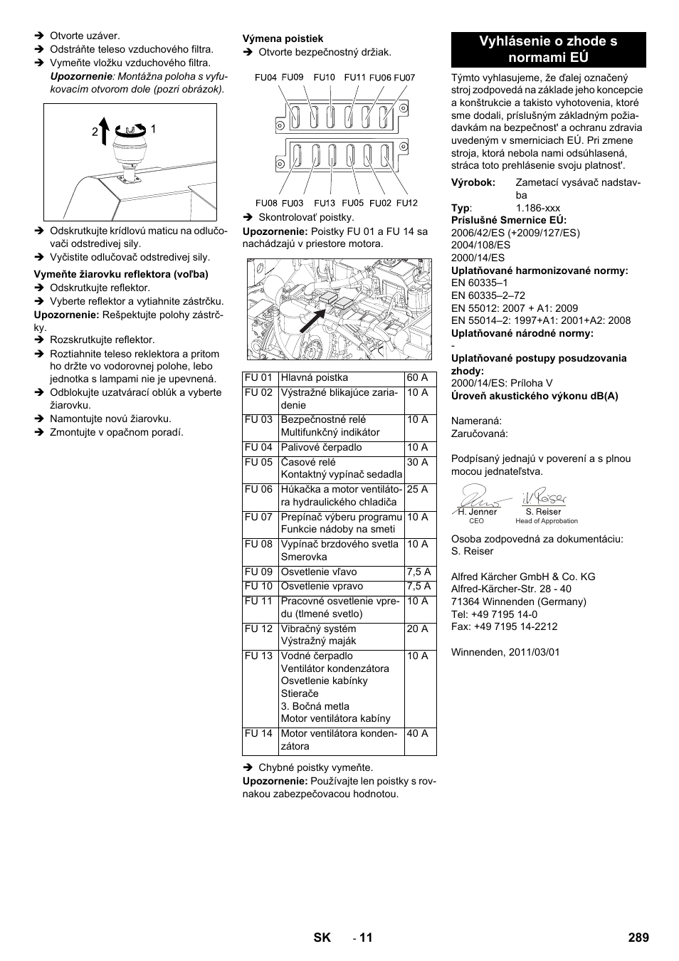 Vyhlásenie o zhode s normami eú | Karcher KM 170-600 D User Manual | Page 289 / 428