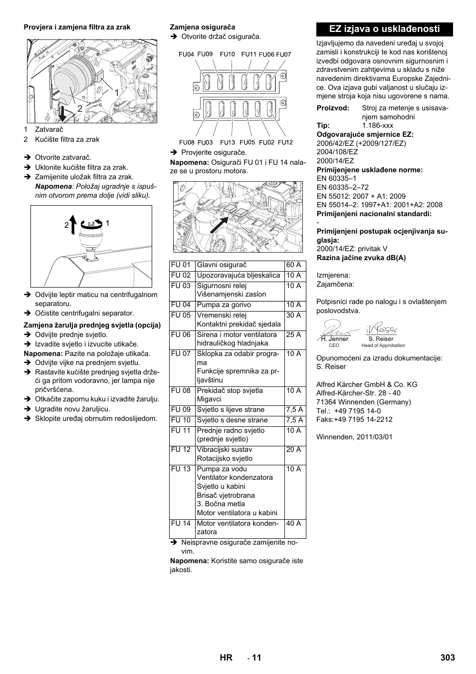Ez izjava o usklađenosti | Karcher KM 170-600 D User Manual | Page 303 / 428