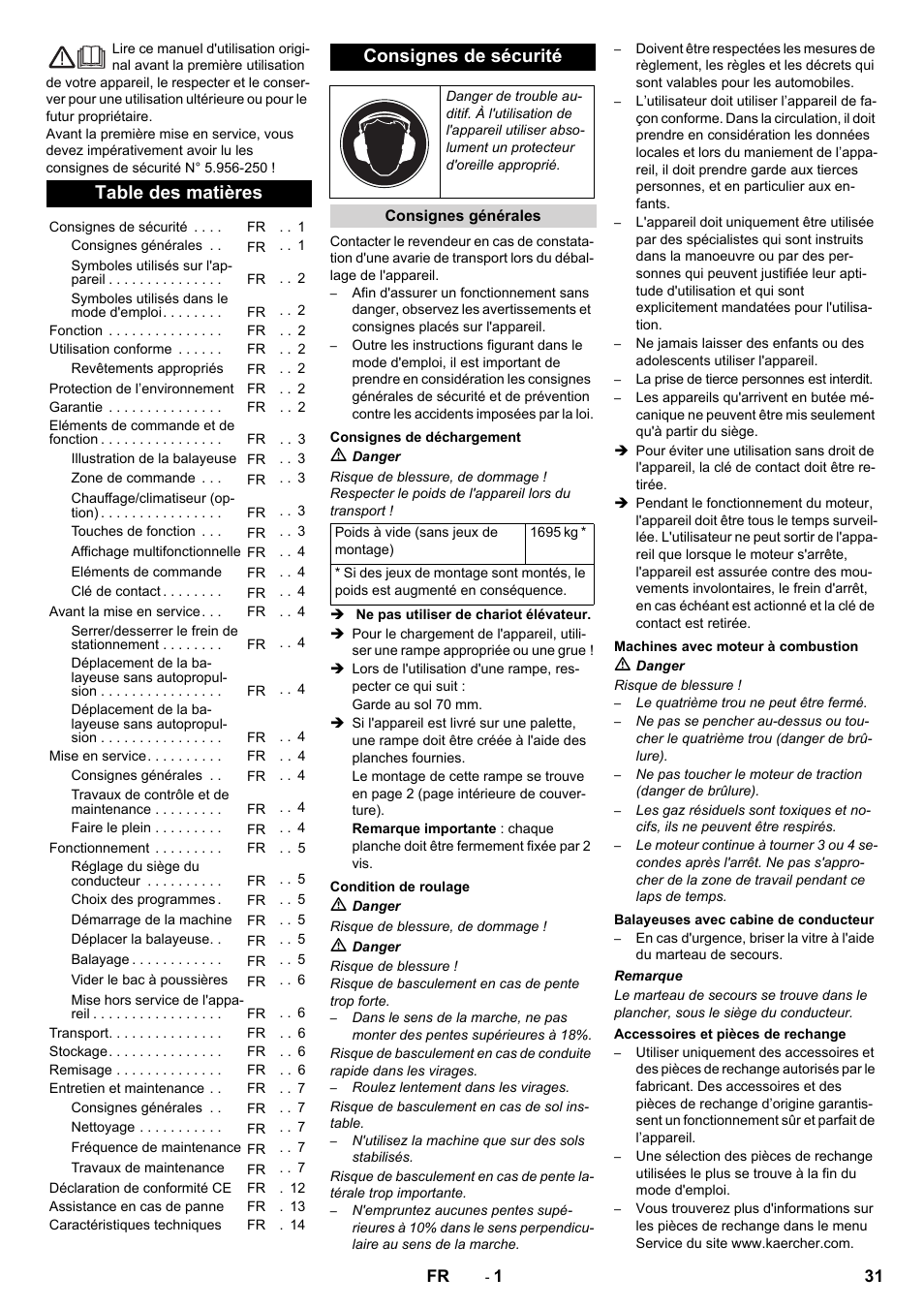 Karcher KM 170-600 D User Manual | Page 31 / 428