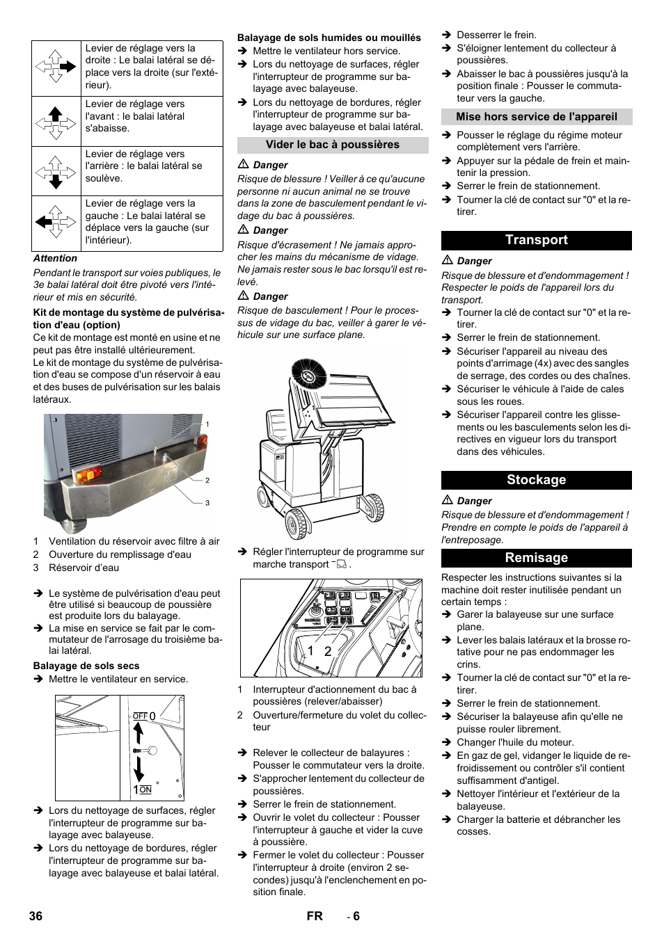 Transport stockage remisage | Karcher KM 170-600 D User Manual | Page 36 / 428