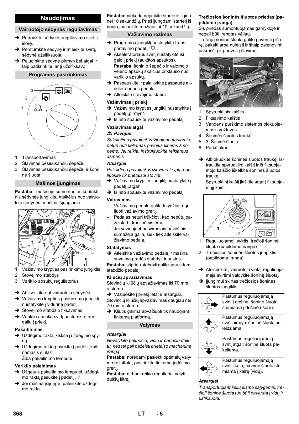 Naudojimas | Karcher KM 170-600 D User Manual | Page 368 / 428