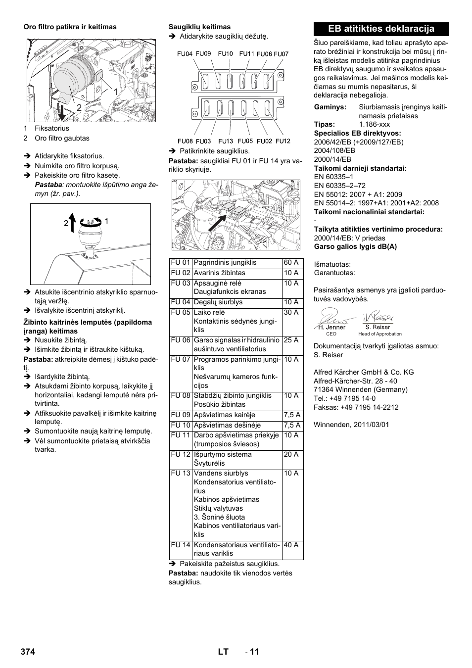 Eb atitikties deklaracija | Karcher KM 170-600 D User Manual | Page 374 / 428
