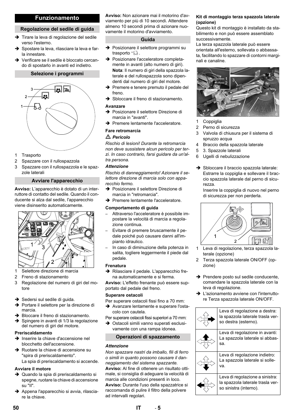 Funzionamento | Karcher KM 170-600 D User Manual | Page 50 / 428