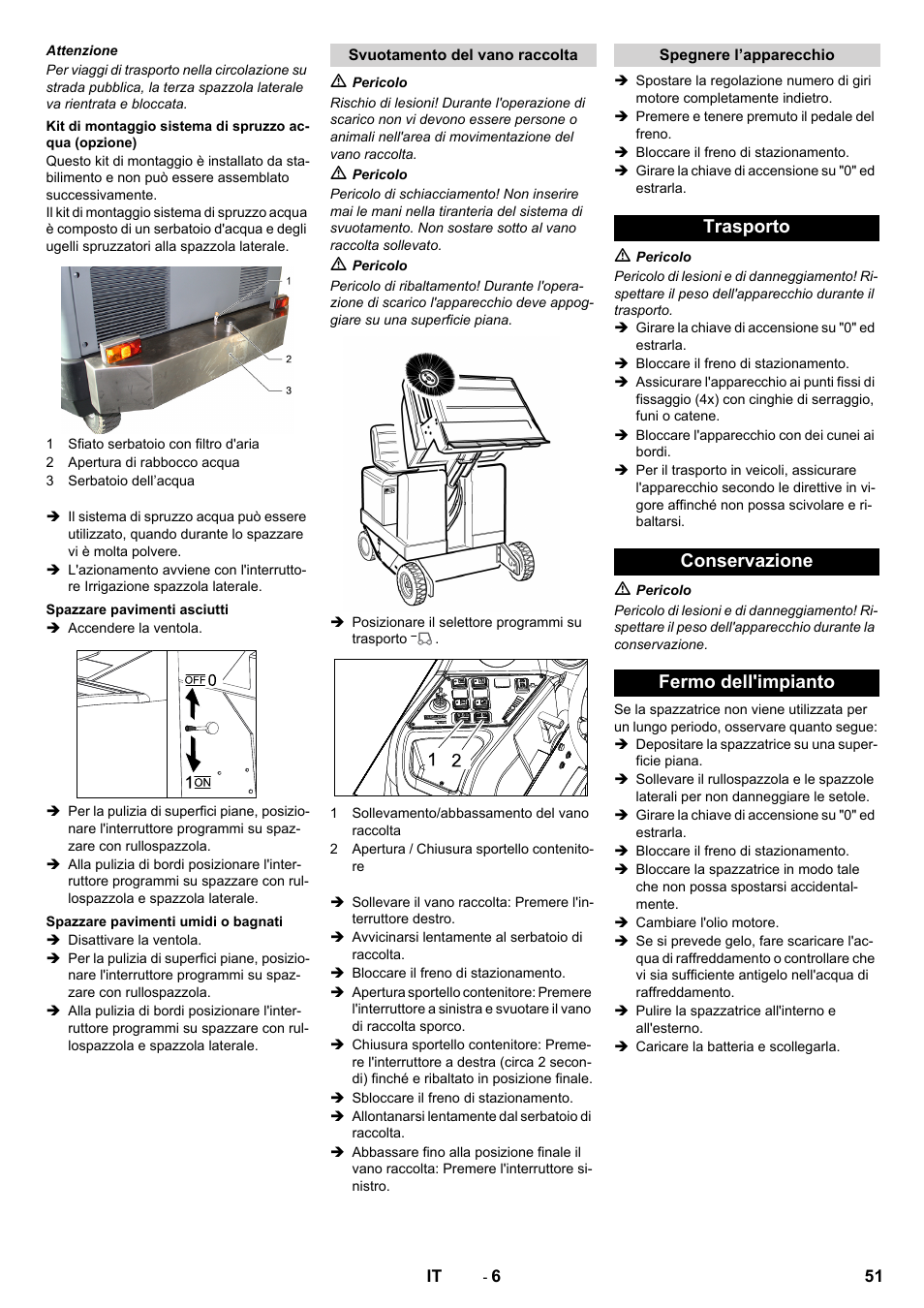 Trasporto conservazione fermo dell'impianto | Karcher KM 170-600 D User Manual | Page 51 / 428