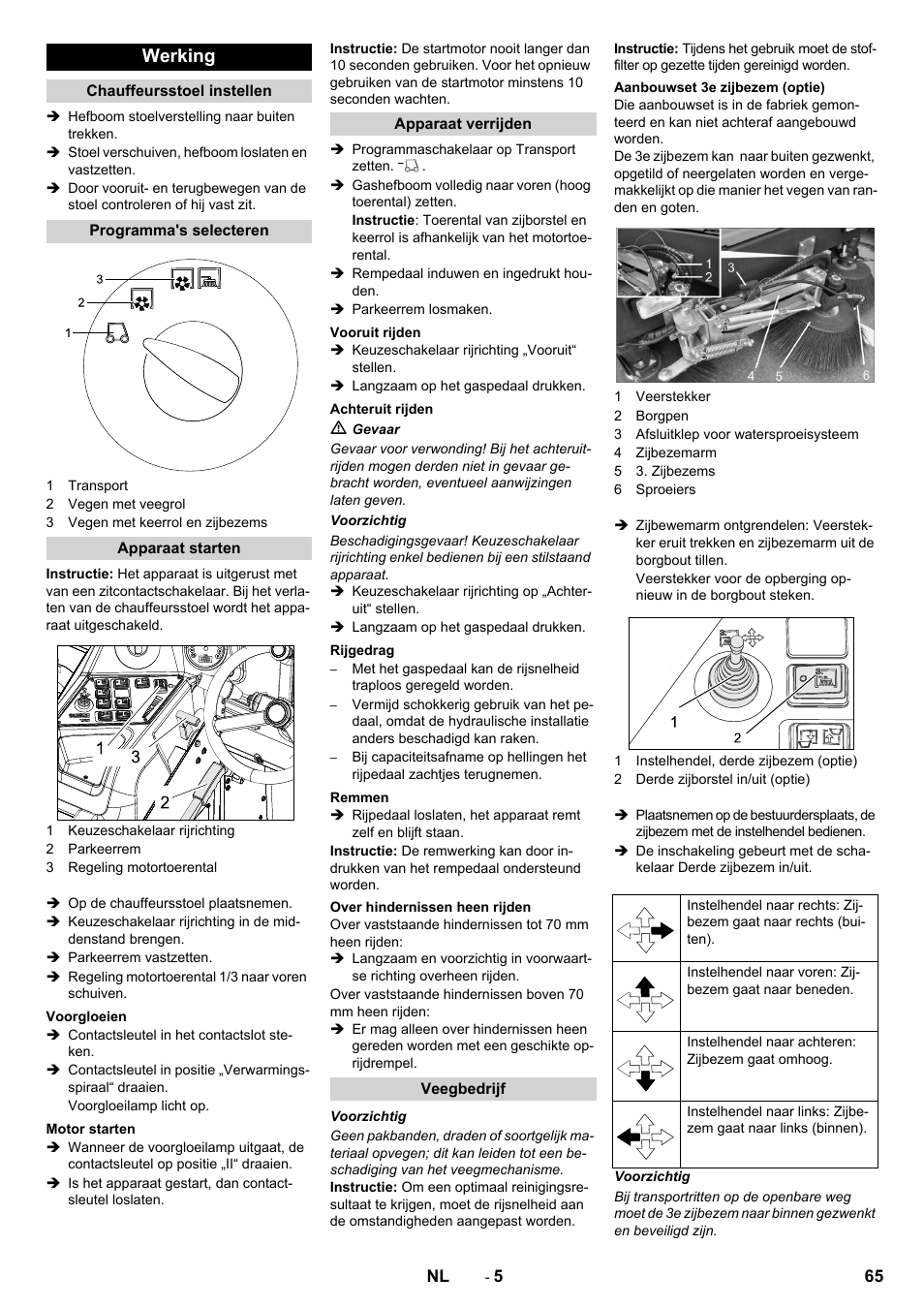 Werking | Karcher KM 170-600 D User Manual | Page 65 / 428