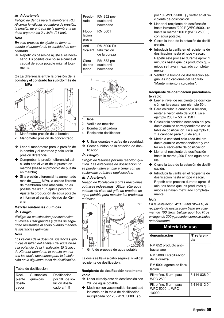 Material de uso | Karcher Úpravna vody WPC 5000 CD User Manual | Page 59 / 98