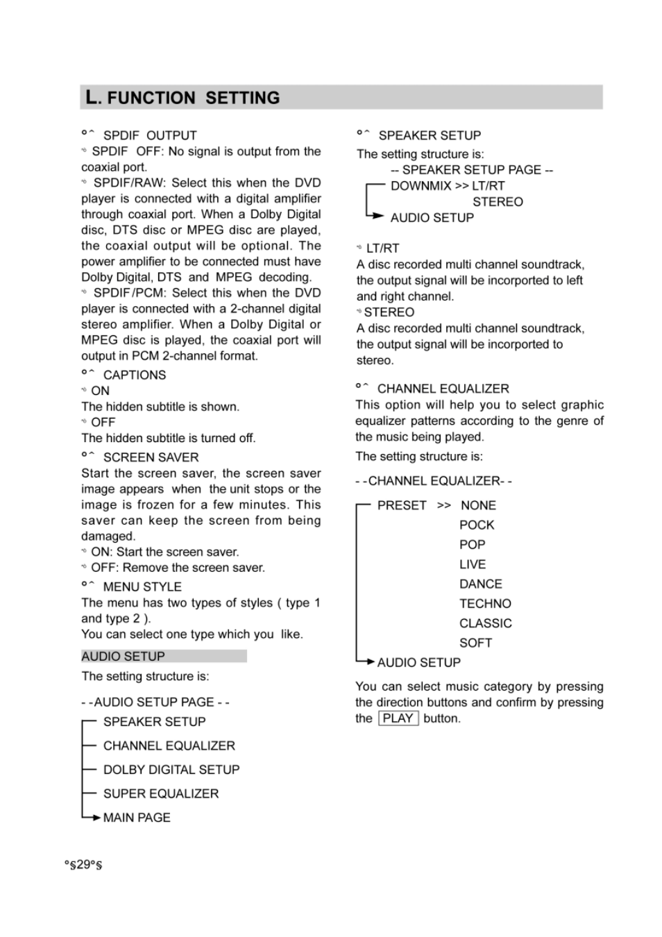 L function setting | Audiovox DVD-220 User Manual | Page 31 / 38
