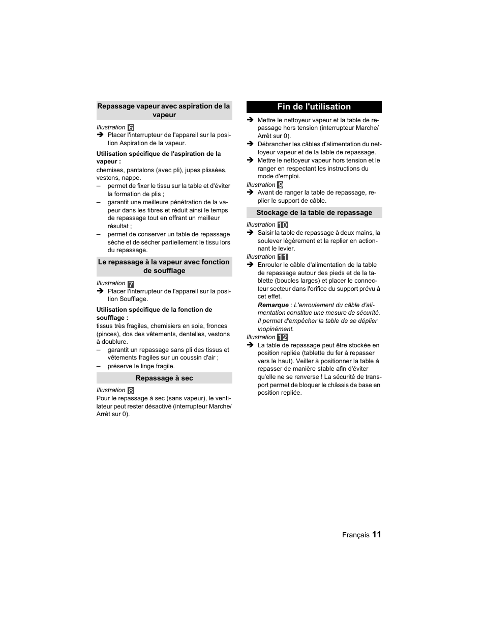 Fin de l'utilisation | Karcher Parní žehlicí stanice SI 2-600 CB User Manual | Page 11 / 88