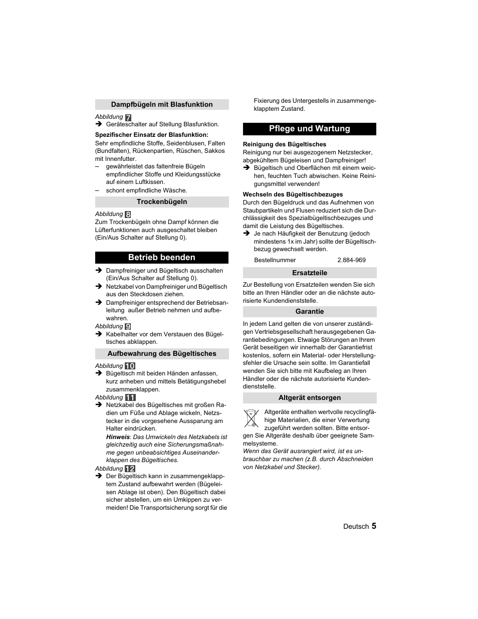 Betrieb beenden, Pflege und wartung | Karcher Parní žehlicí stanice SI 2-600 CB User Manual | Page 5 / 88