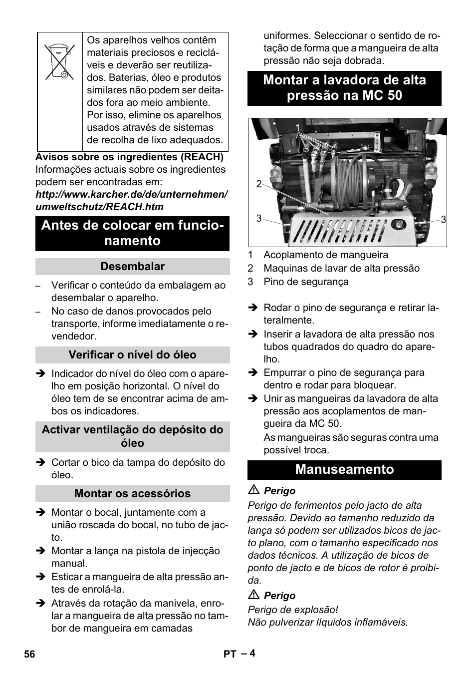 Antes de colocar em funcio- namento | Karcher MIC 34C User Manual | Page 56 / 172