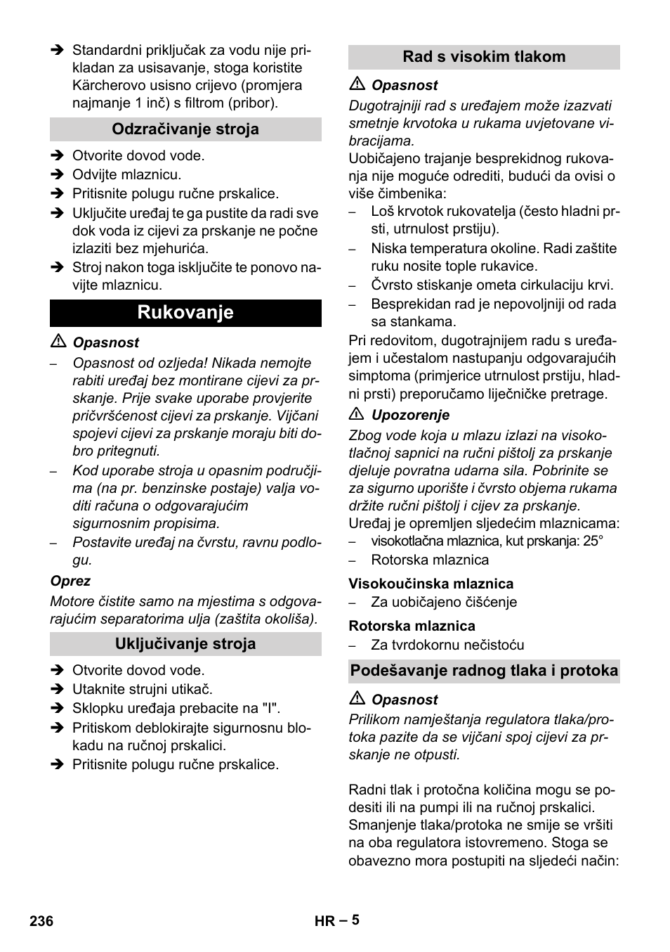 Rukovanje | Karcher HD 16-15-4 Cage Plus User Manual | Page 236 / 316