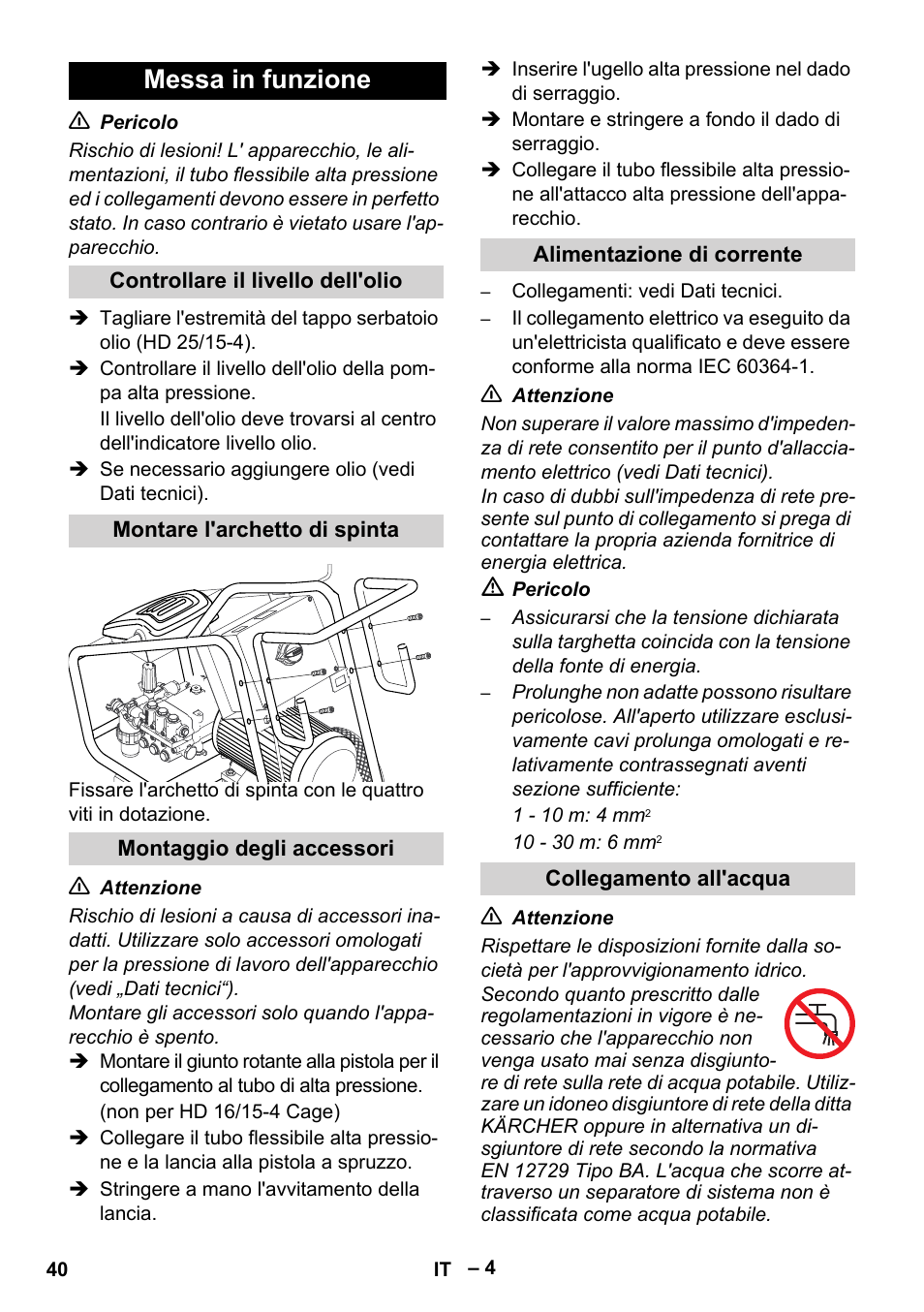 Messa in funzione | Karcher HD 16-15-4 Cage Plus User Manual | Page 40 / 316
