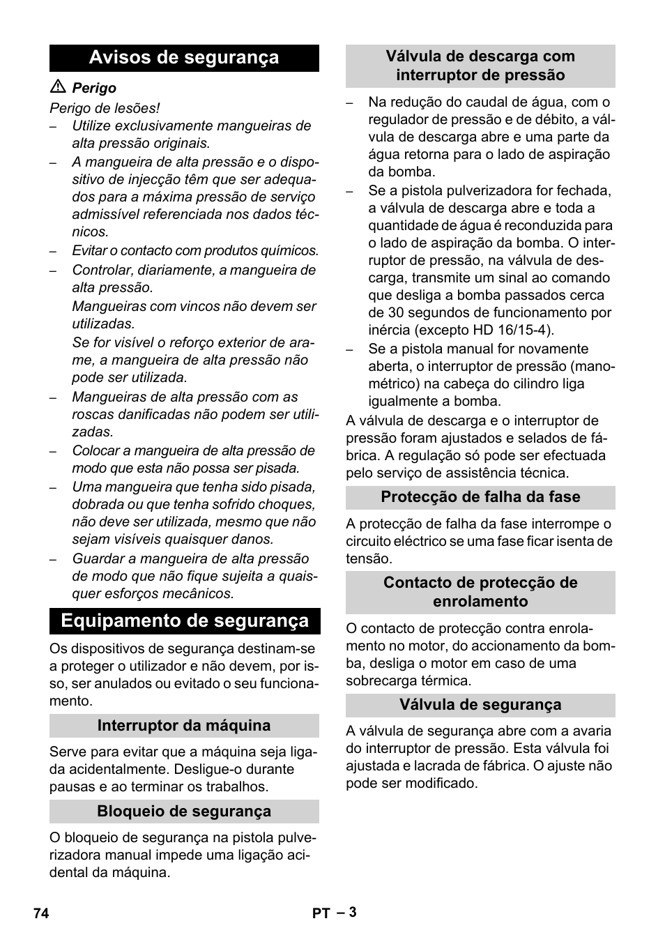 Avisos de segurança equipamento de segurança | Karcher HD 16-15-4 Cage Plus User Manual | Page 74 / 316