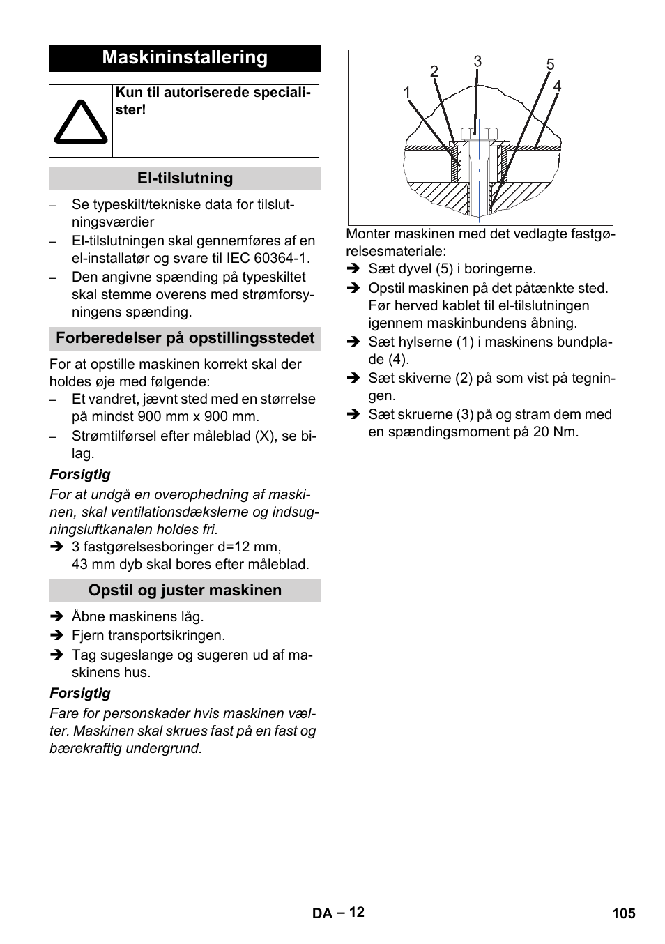 Maskininstallering | Karcher SB V1 Eco User Manual | Page 105 / 356