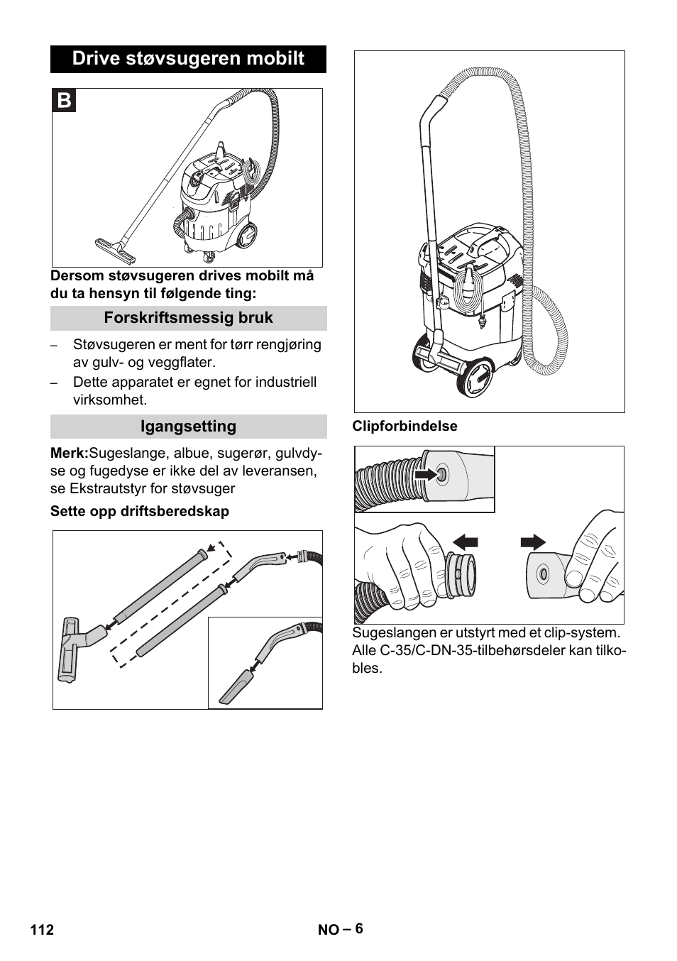 Drive støvsugeren mobilt | Karcher SB V1 Eco User Manual | Page 112 / 356