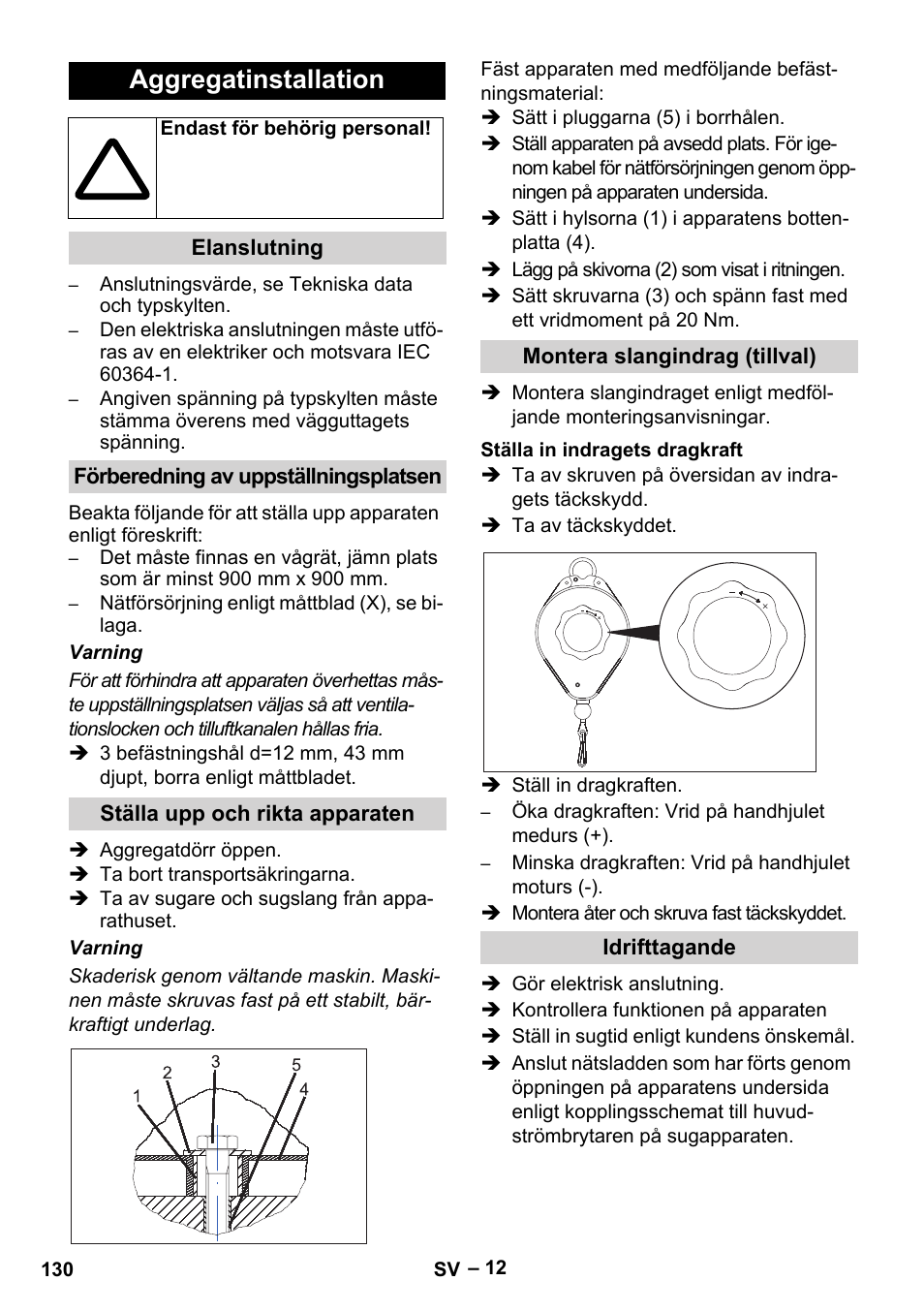 Aggregatinstallation | Karcher SB V1 Eco User Manual | Page 130 / 356