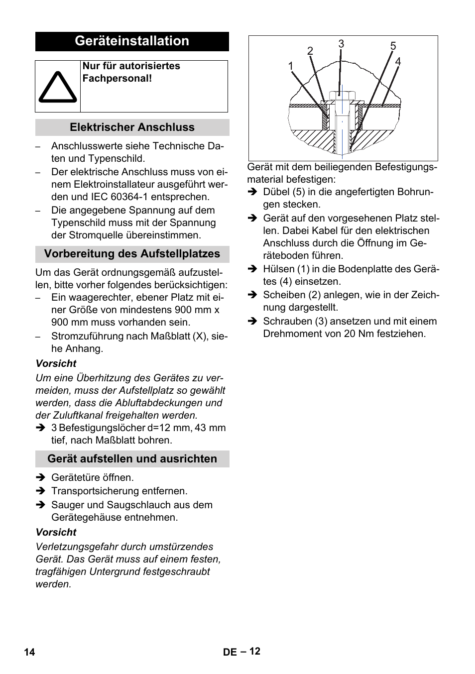 Geräteinstallation | Karcher SB V1 Eco User Manual | Page 14 / 356
