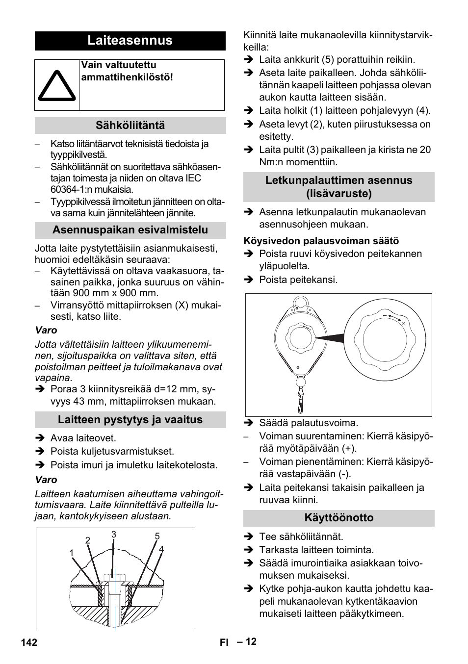 Laiteasennus | Karcher SB V1 Eco User Manual | Page 142 / 356