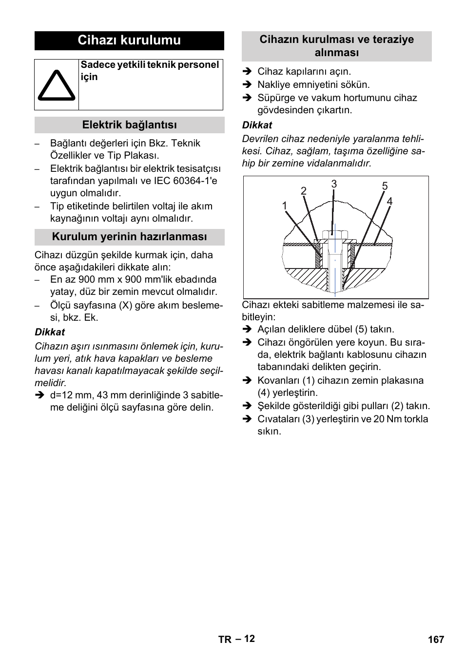 Cihazı kurulumu | Karcher SB V1 Eco User Manual | Page 167 / 356