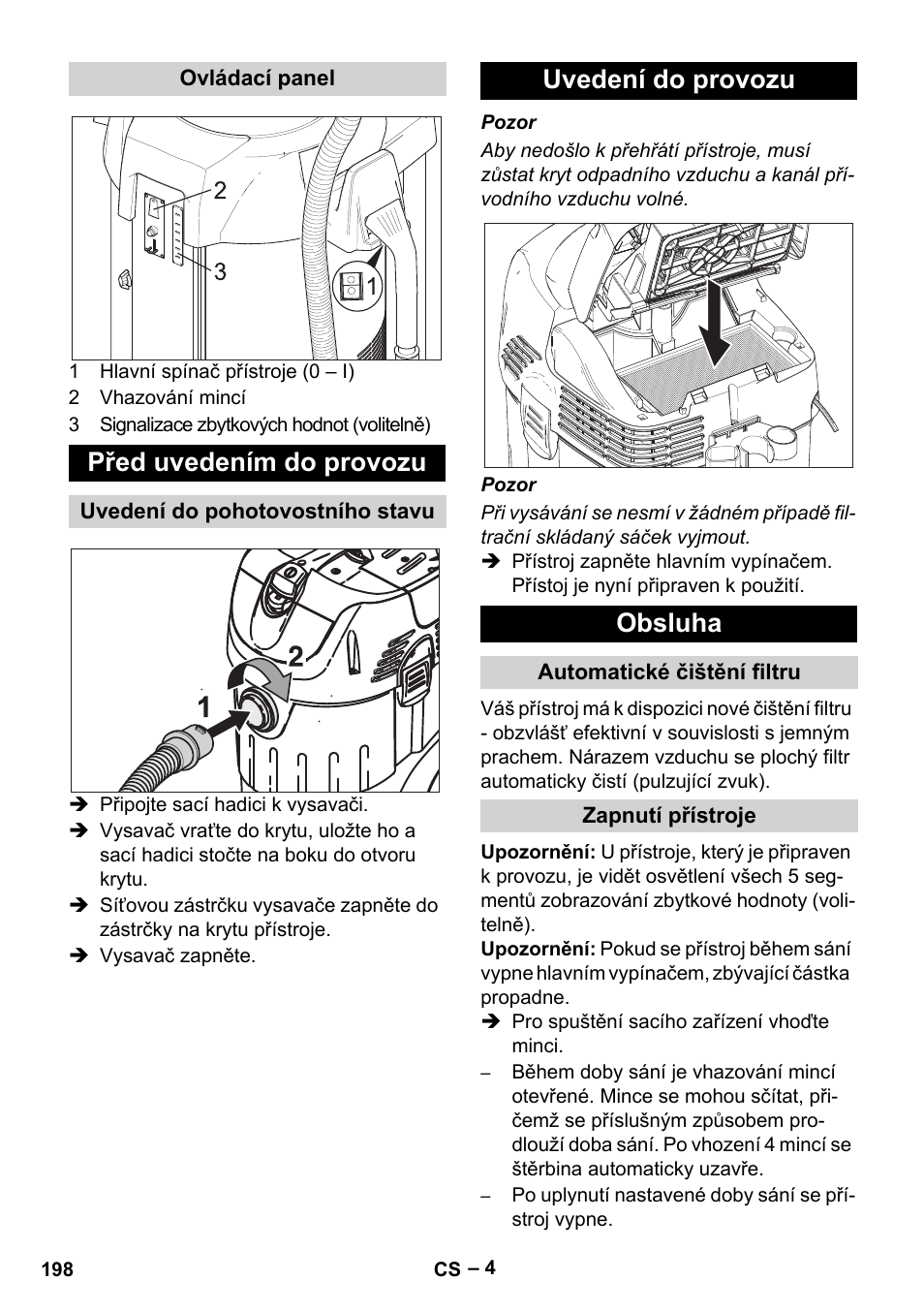Před uvedením do provozu, Uvedení do provozu obsluha | Karcher SB V1 Eco User Manual | Page 198 / 356