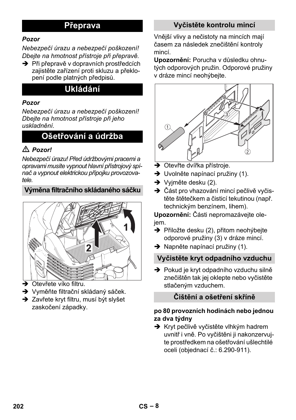 Přeprava ukládání ošetřování a údržba | Karcher SB V1 Eco User Manual | Page 202 / 356