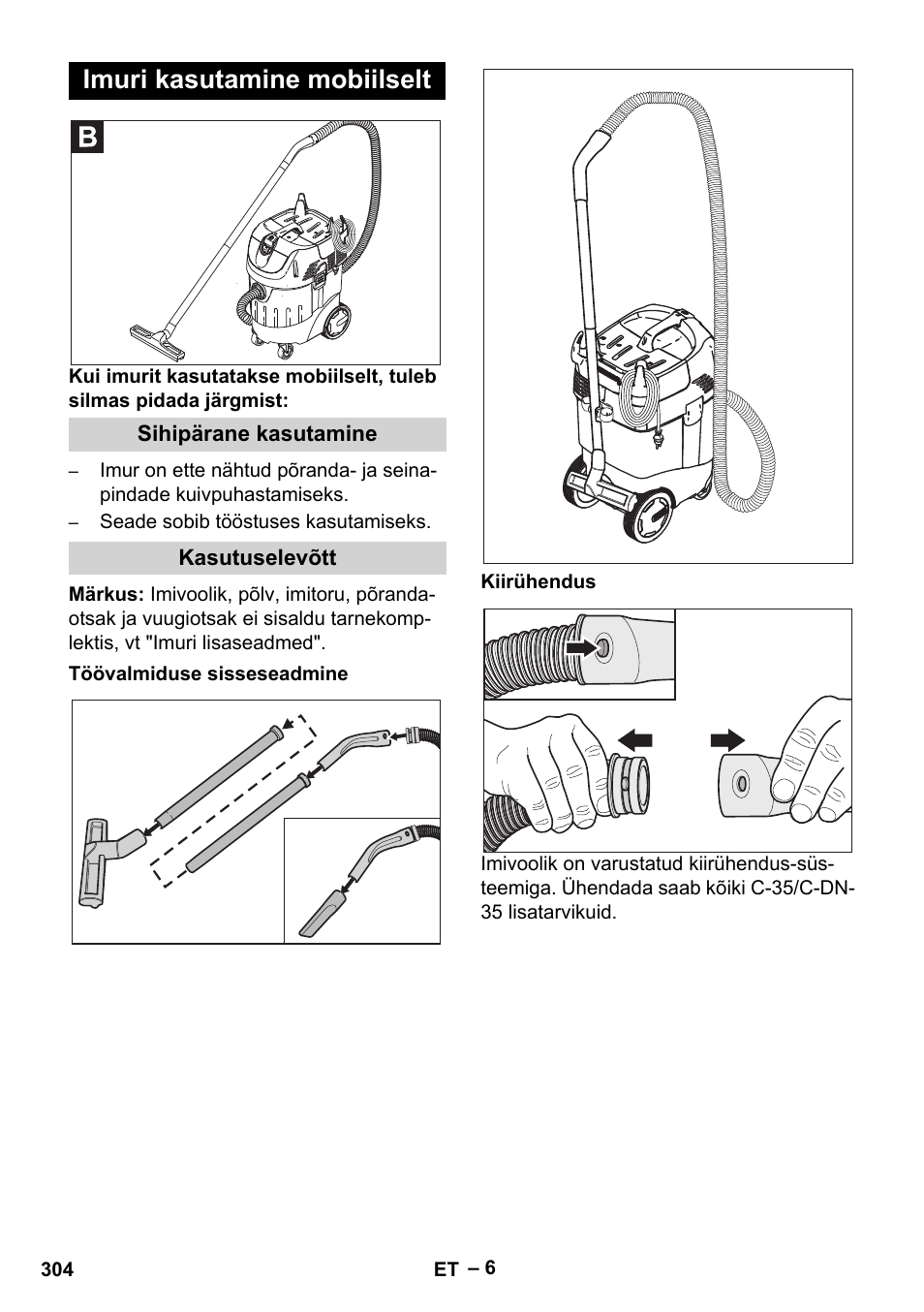Imuri kasutamine mobiilselt | Karcher SB V1 Eco User Manual | Page 304 / 356