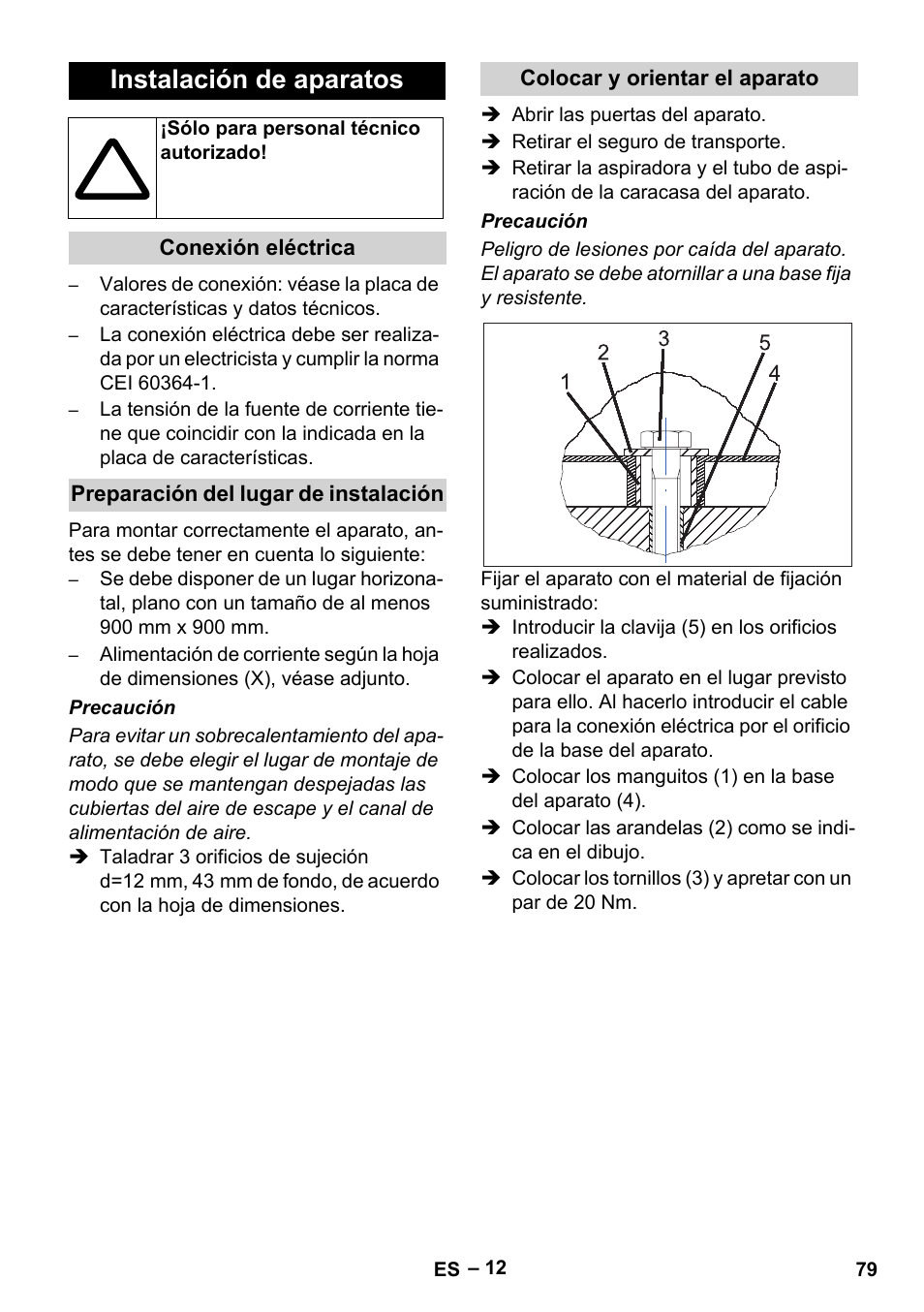 Instalación de aparatos | Karcher SB V1 Eco User Manual | Page 79 / 356