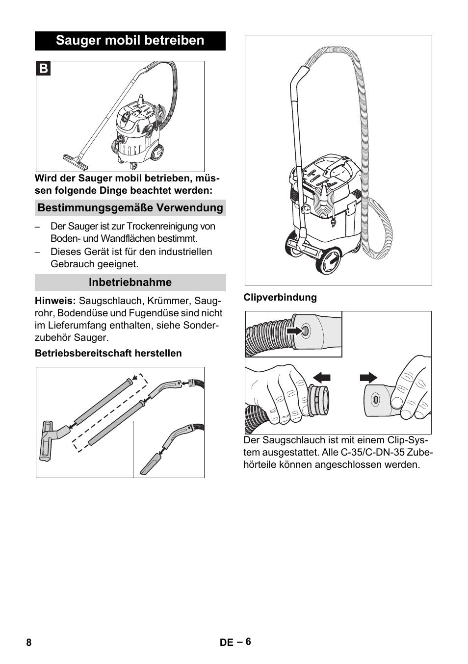 Sauger mobil betreiben | Karcher SB V1 Eco User Manual | Page 8 / 356