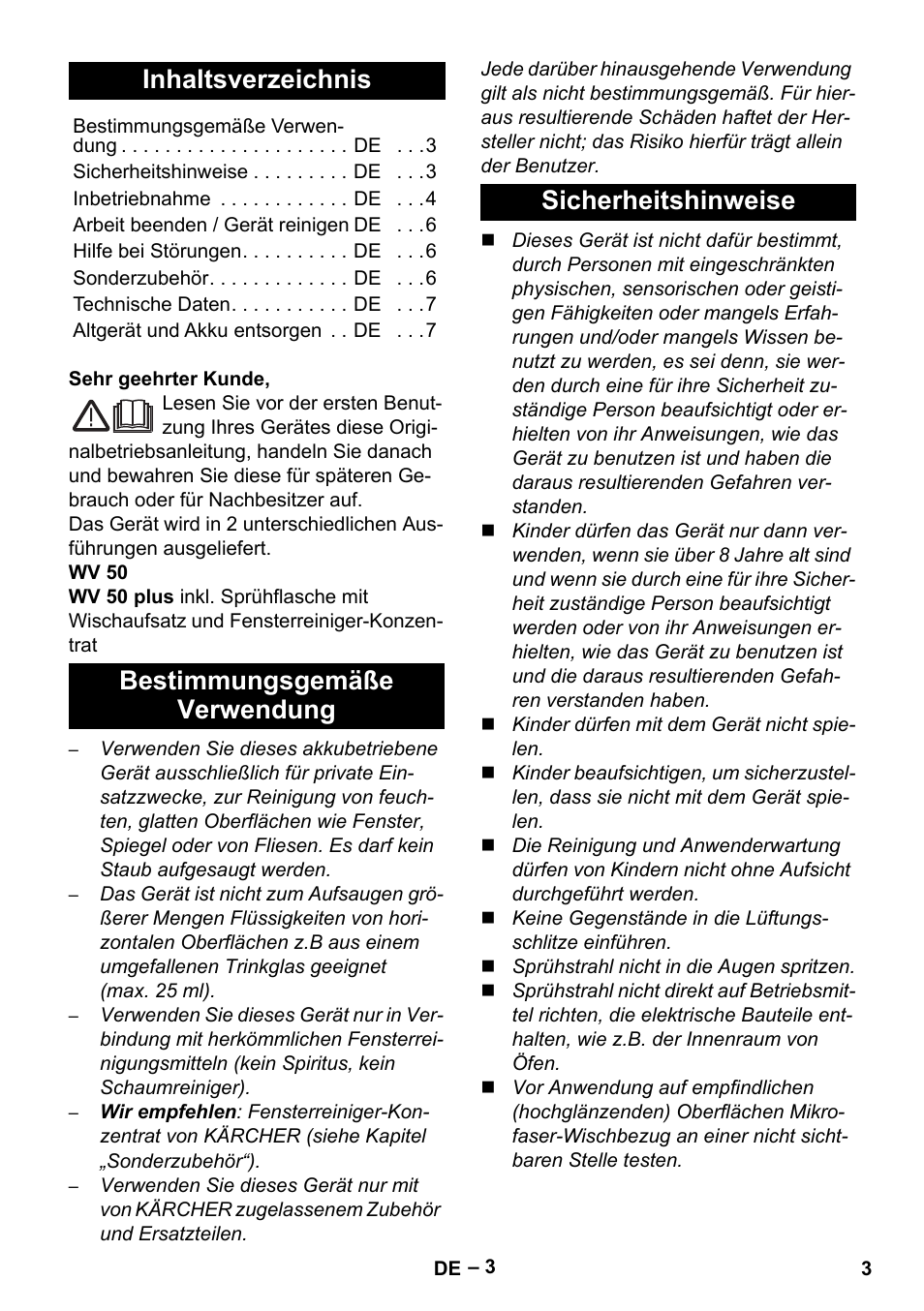 Karcher WV 50 Plus User Manual | Page 3 / 152