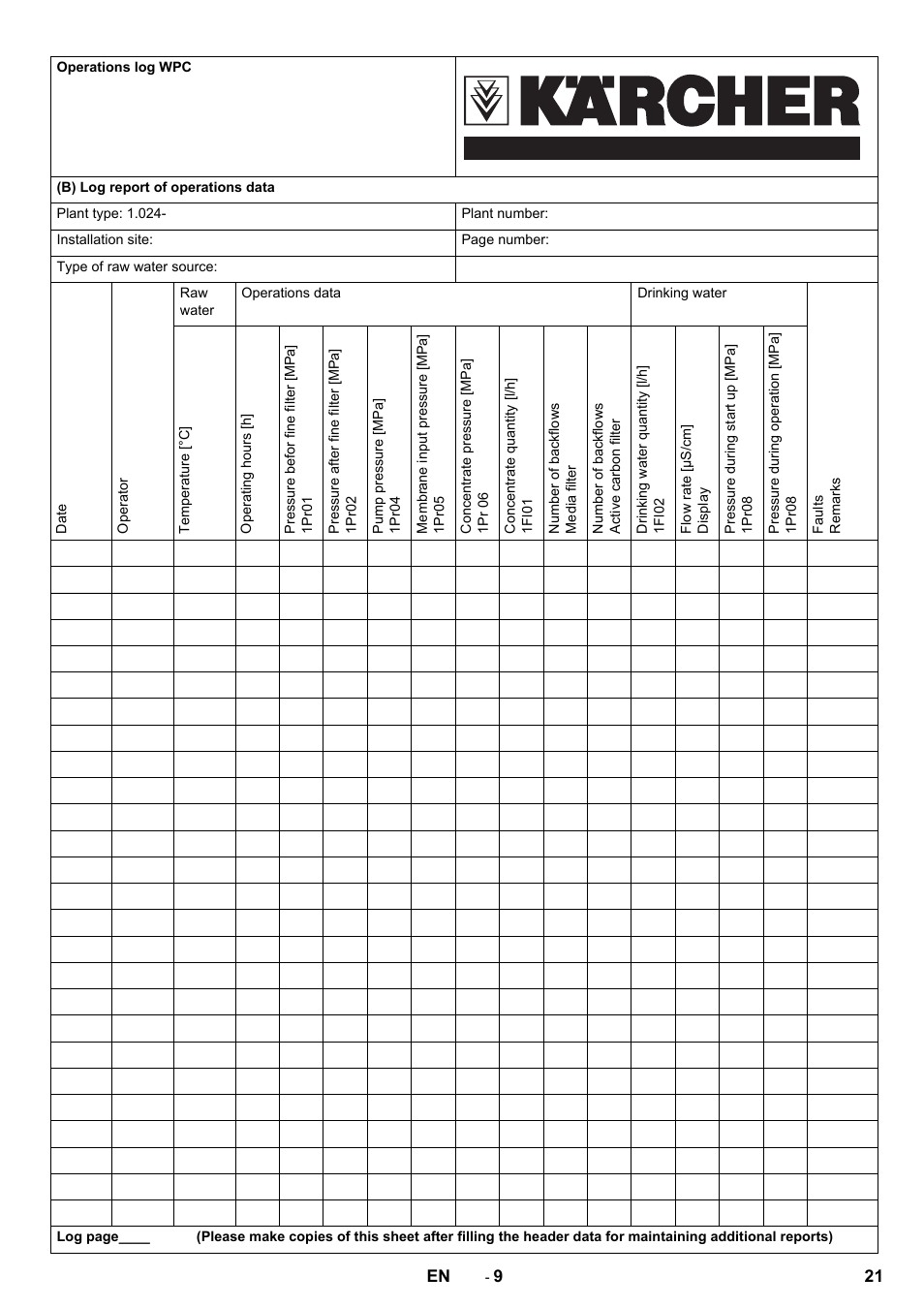 Karcher Úpravna vody WPC 10000 SW User Manual | Page 21 / 32