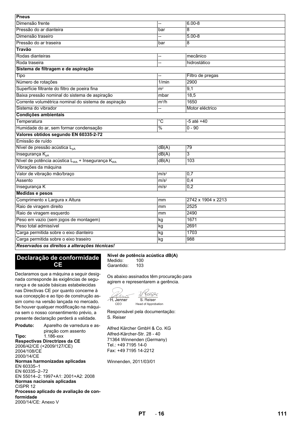 Declaração de conformidade ce | Karcher KM 170-600 R Lpg User Manual | Page 111 / 472