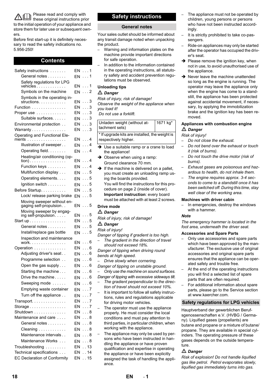 Karcher KM 170-600 R Lpg User Manual | Page 18 / 472