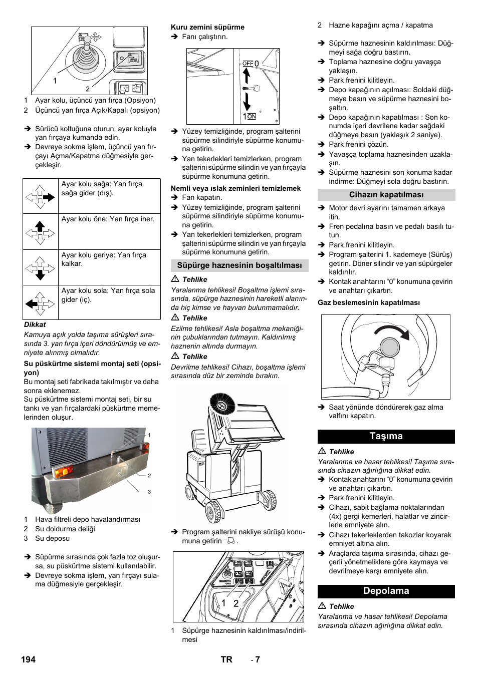 Taşıma depolama | Karcher KM 170-600 R Lpg User Manual | Page 194 / 472