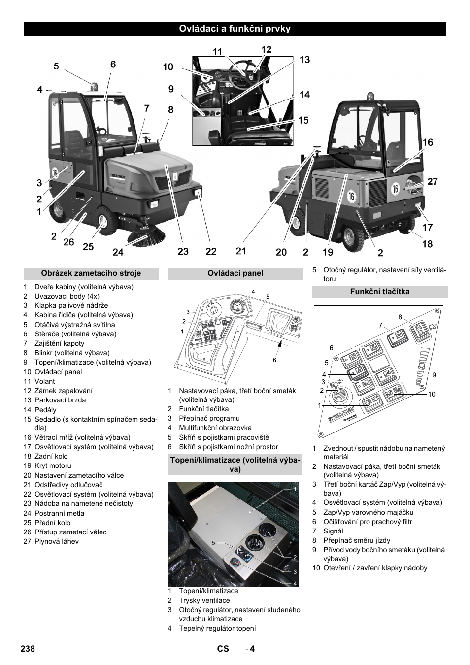 Ovládací a funkční prvky | Karcher KM 170-600 R Lpg User Manual | Page 238 / 472