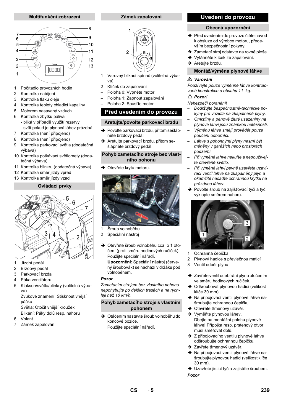 Před uvedením do provozu, Uvedení do provozu | Karcher KM 170-600 R Lpg User Manual | Page 239 / 472
