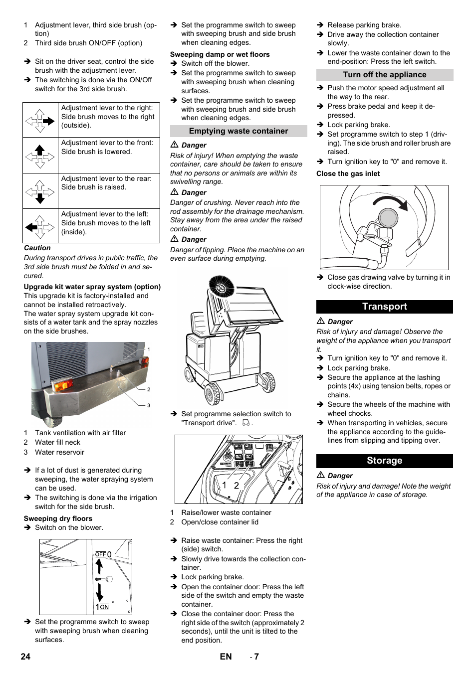 Transport storage | Karcher KM 170-600 R Lpg User Manual | Page 24 / 472
