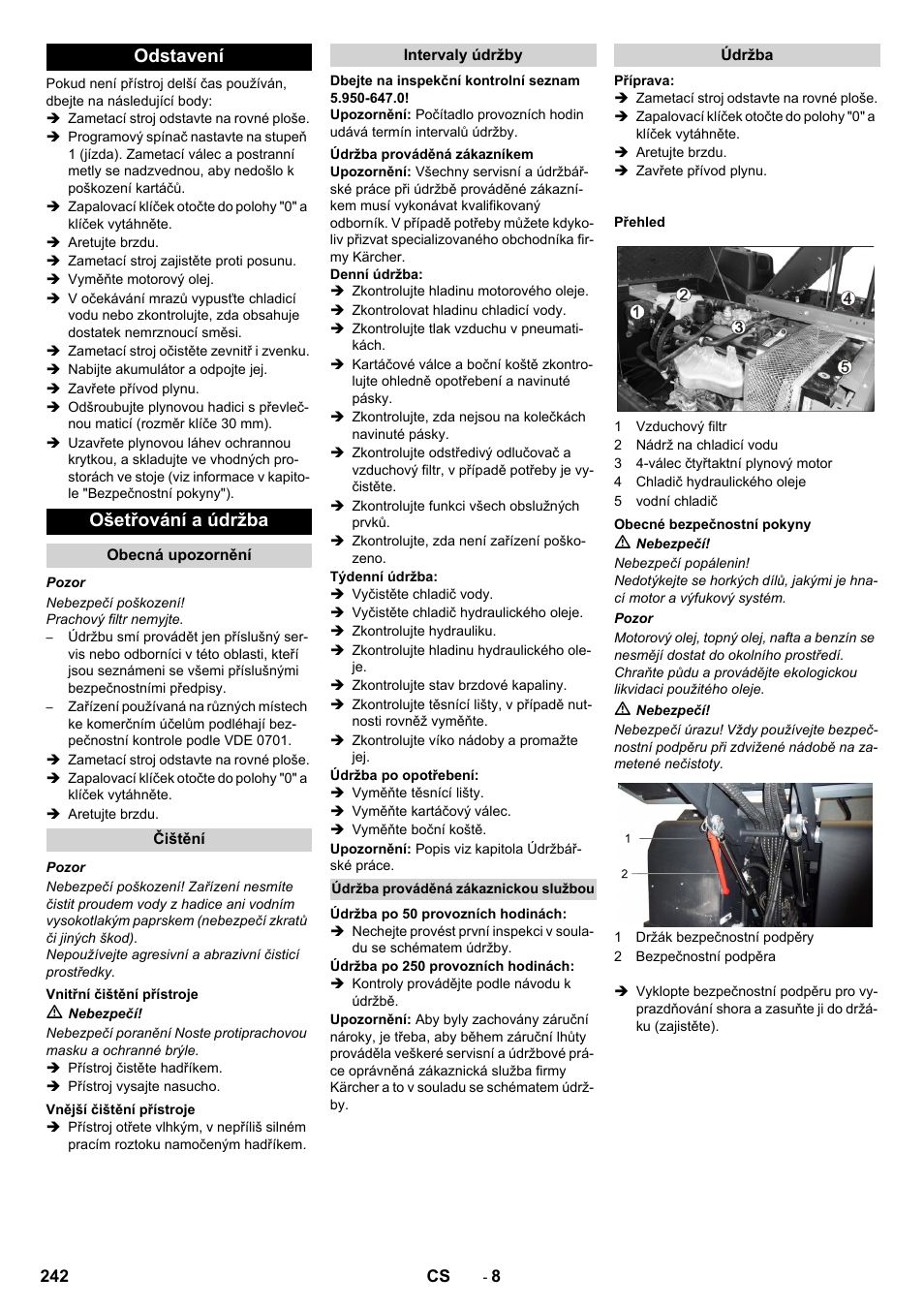Odstavení ošetřování a údržba | Karcher KM 170-600 R Lpg User Manual | Page 242 / 472