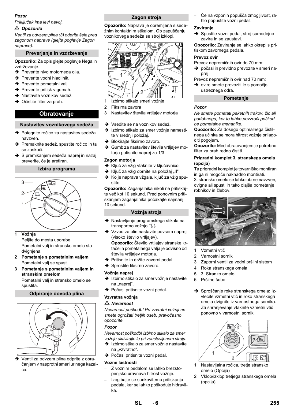 Obratovanje | Karcher KM 170-600 R Lpg User Manual | Page 255 / 472