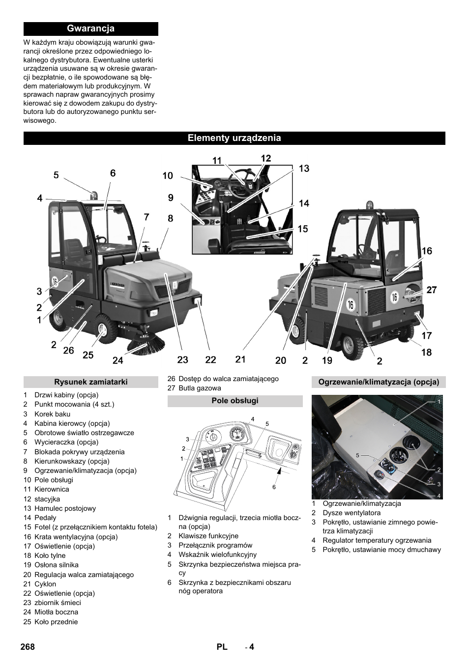 Gwarancja elementy urządzenia | Karcher KM 170-600 R Lpg User Manual | Page 268 / 472
