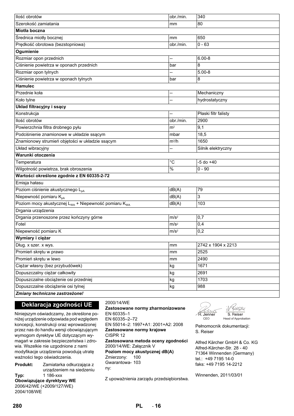 Deklaracja zgodności ue | Karcher KM 170-600 R Lpg User Manual | Page 280 / 472
