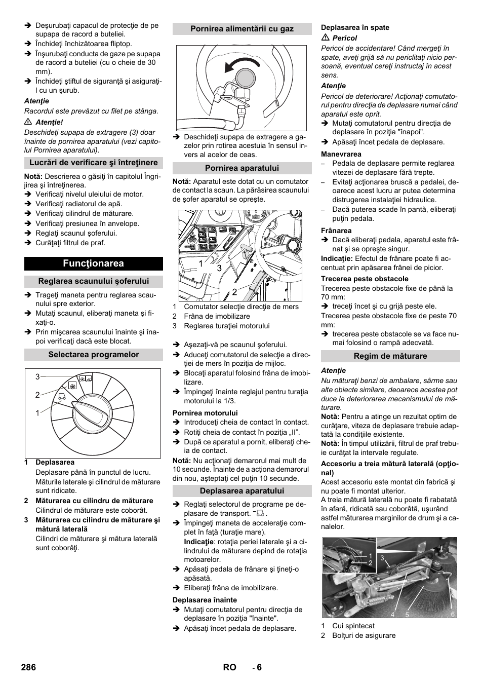 Funcţionarea | Karcher KM 170-600 R Lpg User Manual | Page 286 / 472
