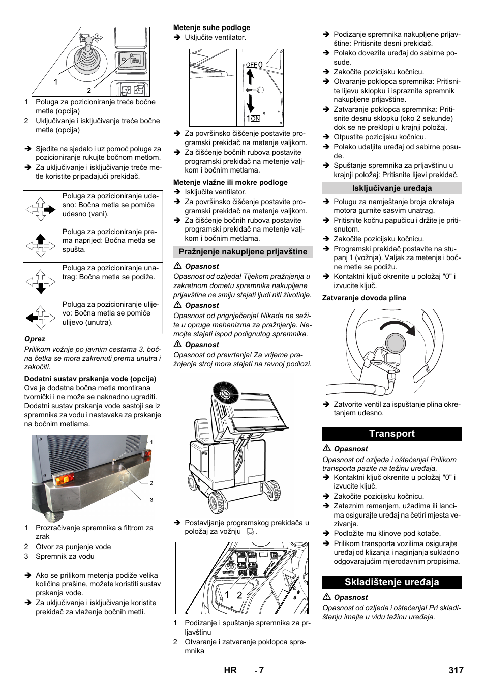 Transport skladištenje uređaja | Karcher KM 170-600 R Lpg User Manual | Page 317 / 472