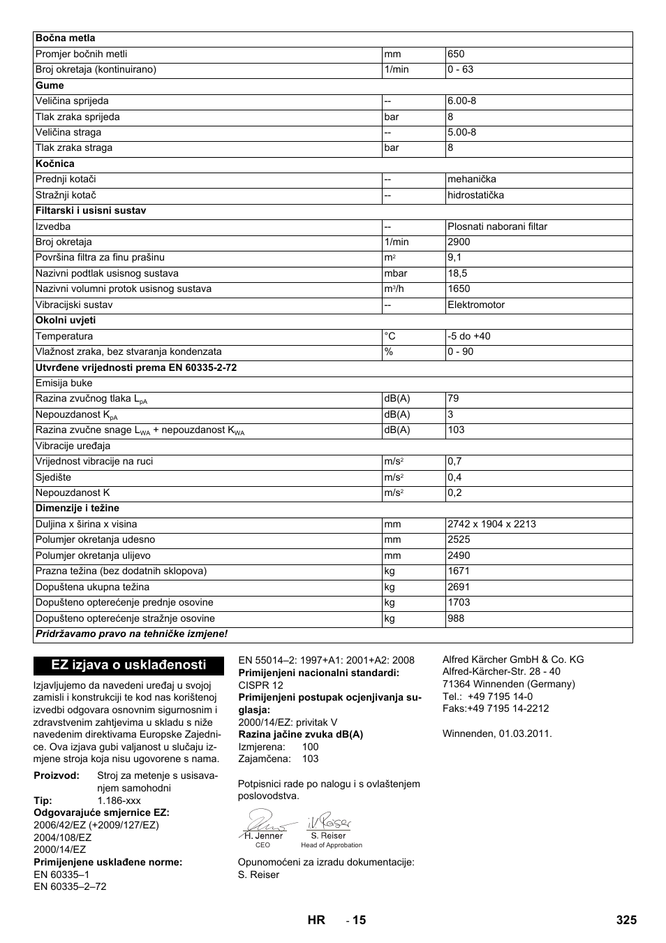 Ez izjava o usklađenosti | Karcher KM 170-600 R Lpg User Manual | Page 325 / 472
