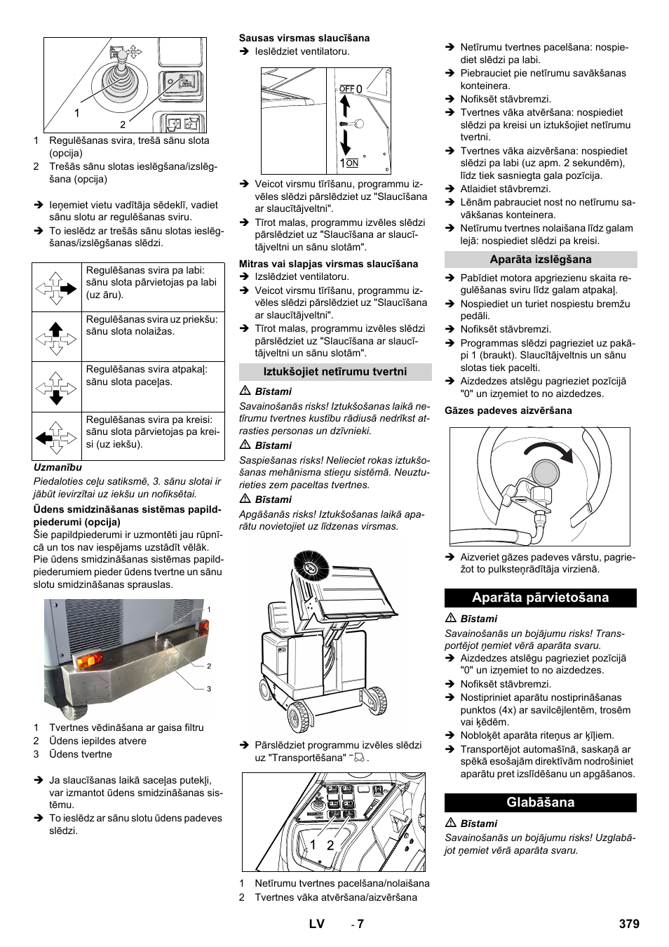 Aparāta pārvietošana glabāšana | Karcher KM 170-600 R Lpg User Manual | Page 379 / 472