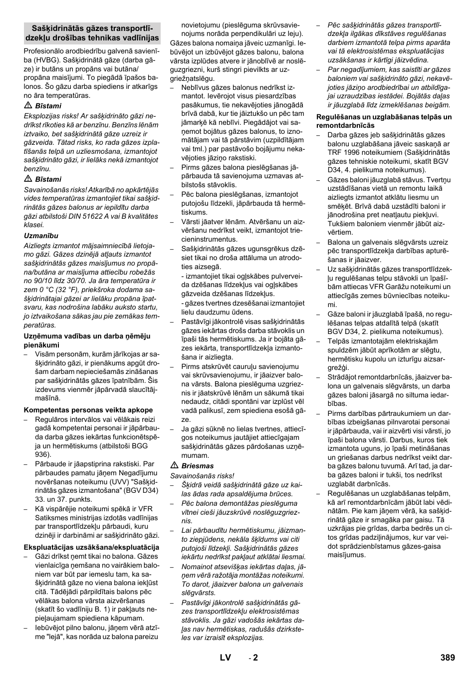 389 lv | Karcher KM 170-600 R Lpg User Manual | Page 389 / 472
