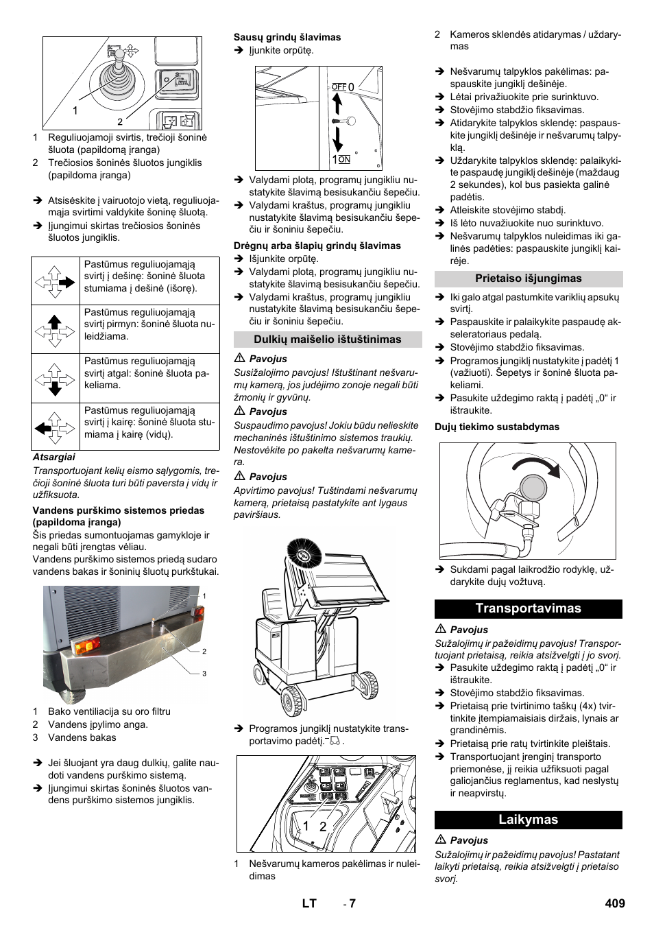 Transportavimas laikymas | Karcher KM 170-600 R Lpg User Manual | Page 409 / 472